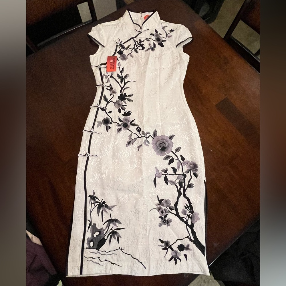 Elegant Japanese Floral White Dress